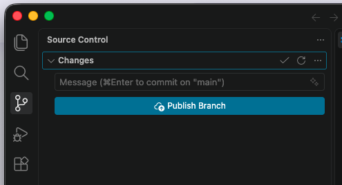 VSCode source control tab after repo initialisation